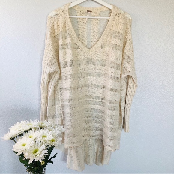 Free People Sweaters - Free People Open Weave Long Sweater Ivory sz S